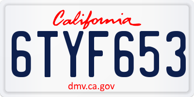 CA license plate 6TYF653