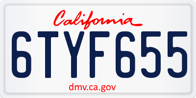 CA license plate 6TYF655