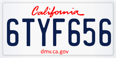 CA license plate 6TYF656