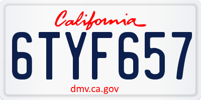 CA license plate 6TYF657
