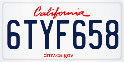 CA license plate 6TYF658