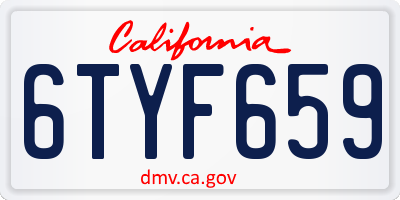 CA license plate 6TYF659