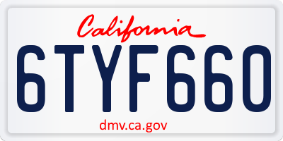 CA license plate 6TYF660