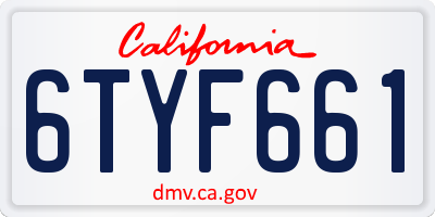 CA license plate 6TYF661