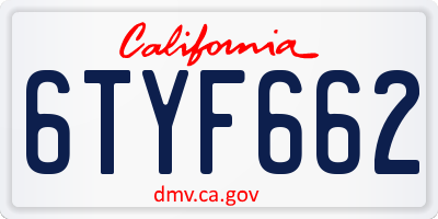 CA license plate 6TYF662