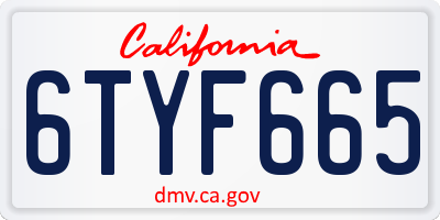 CA license plate 6TYF665