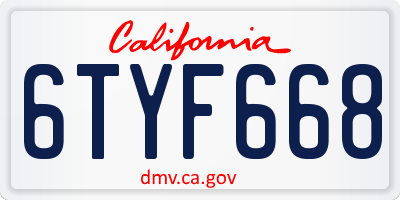 CA license plate 6TYF668