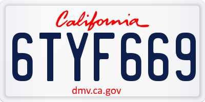 CA license plate 6TYF669