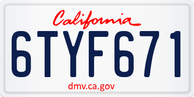 CA license plate 6TYF671