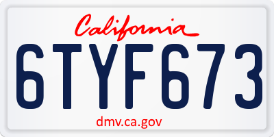 CA license plate 6TYF673