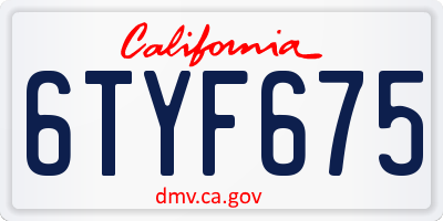 CA license plate 6TYF675