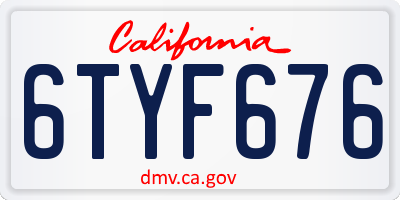 CA license plate 6TYF676