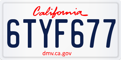 CA license plate 6TYF677