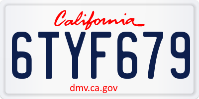 CA license plate 6TYF679
