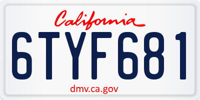 CA license plate 6TYF681