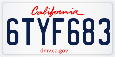 CA license plate 6TYF683