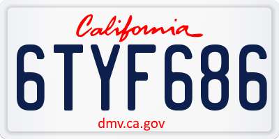 CA license plate 6TYF686