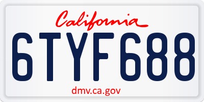 CA license plate 6TYF688