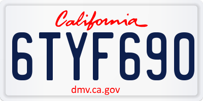 CA license plate 6TYF690