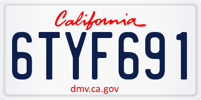 CA license plate 6TYF691