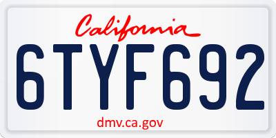 CA license plate 6TYF692