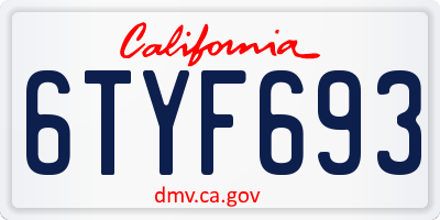 CA license plate 6TYF693