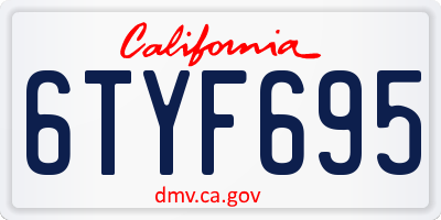 CA license plate 6TYF695