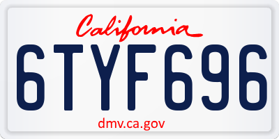 CA license plate 6TYF696