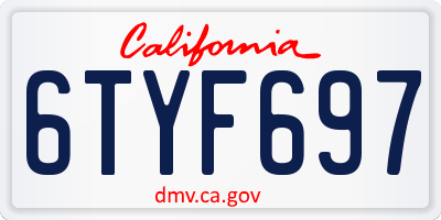 CA license plate 6TYF697