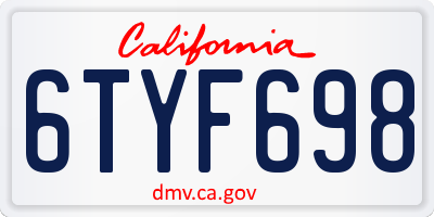 CA license plate 6TYF698