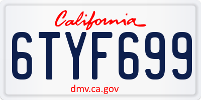 CA license plate 6TYF699