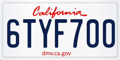 CA license plate 6TYF700