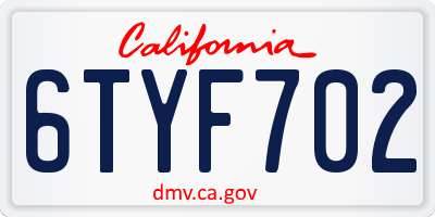 CA license plate 6TYF702