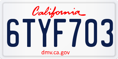 CA license plate 6TYF703