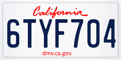 CA license plate 6TYF704