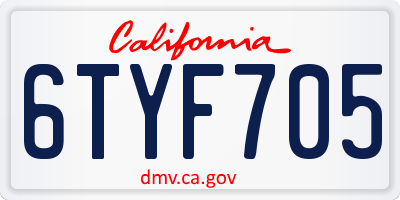CA license plate 6TYF705