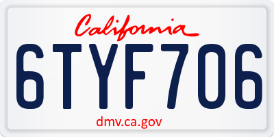 CA license plate 6TYF706