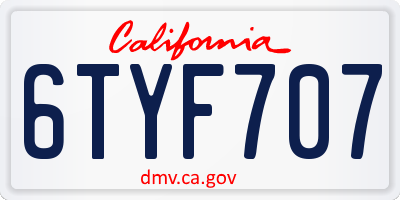 CA license plate 6TYF707