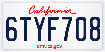CA license plate 6TYF708