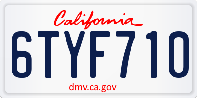CA license plate 6TYF710