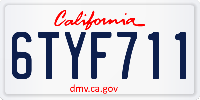 CA license plate 6TYF711