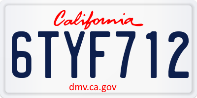 CA license plate 6TYF712