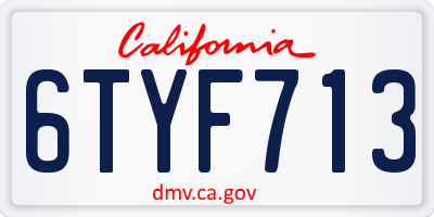 CA license plate 6TYF713