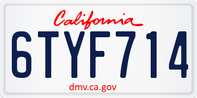 CA license plate 6TYF714