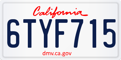 CA license plate 6TYF715