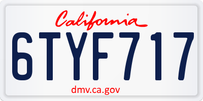 CA license plate 6TYF717
