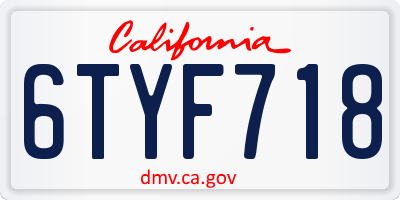 CA license plate 6TYF718