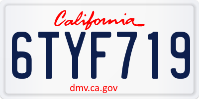 CA license plate 6TYF719