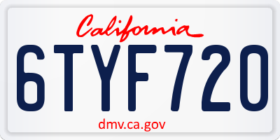 CA license plate 6TYF720