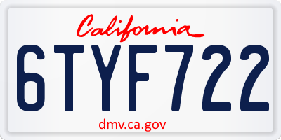 CA license plate 6TYF722